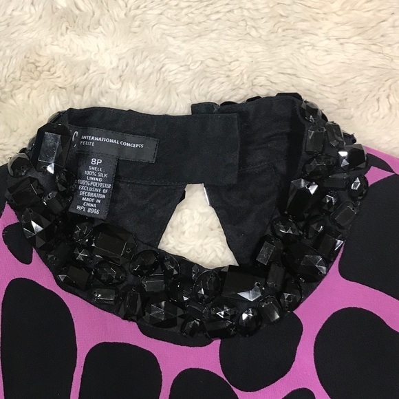 I.N.C. Y2K fuchsia/black animal print silk halter top Size 8P - Picture 2 of 5